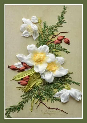 Рождественская роза (набор для вышивки лентой)