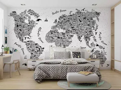 Фотообои Черная карта мира на белом фоне артикул Dm-148 купить в  Екатеринбурге | интернет-магазин ArtFresco