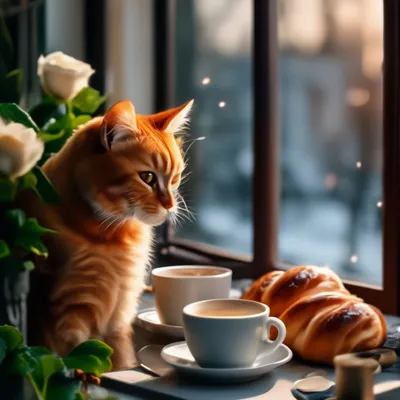 Картинка доброе утро с котенком и бабочкой