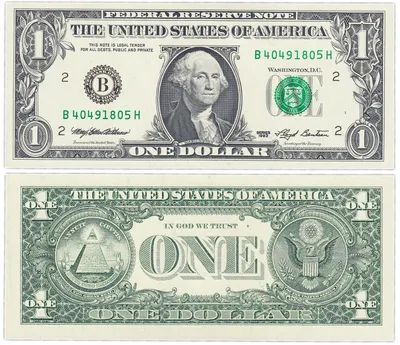 Банкнота США 1 доллар 1993 (Pick 490b) B-Нью Йорк (печать WEB-Press RUN 7  Номер 1 на обратной стороне 8 ( около слов Trust) ) RAR стоимостью 3419 руб.