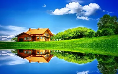Обои домик, лес, озеро, берег картинки на рабочий стол, фото скачать  бесплатно