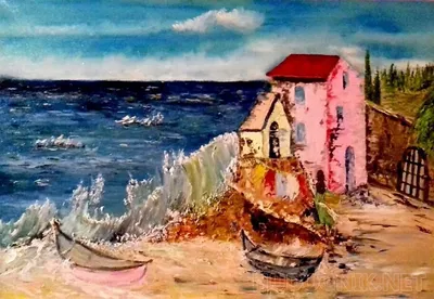 Домик у моря» картина Лазаревой Ольги маслом на холсте — заказать на  ArtNow.ru