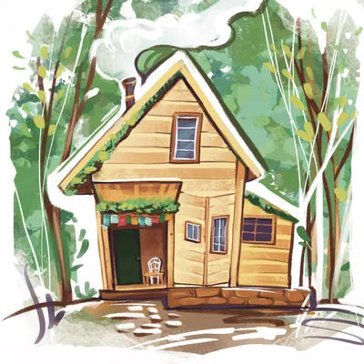 Деревянный уютный домик в лесу, …» — создано в Шедевруме