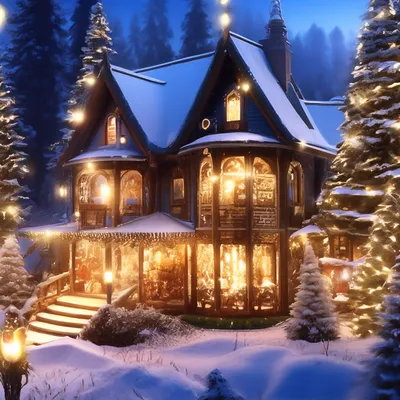 Зима, маленький сказочный домик в …» — создано в Шедевруме