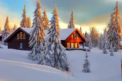 Зима домик (57 фото) - 57 фото