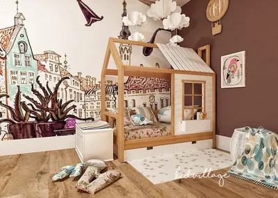Кроватка-домик \"Миннесота\" | Дизайнерская детская мебель из массива дерева