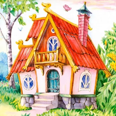 сказочный дом с розовой крышей Иллюстрация вектора - иллюстрации  насчитывающей гном, бобра: 218412437