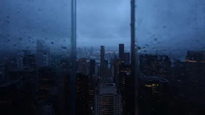 Скачать 1280x720 ночной город, окно, дождь, небоскребы, вид сверху обои,  картинки hd, hdv, 720p