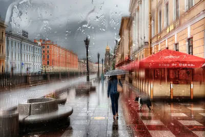 Город, Девушка с зонтиком, Дождь, Городской пейзаж (2048x1368) - обои для  рабочего стола