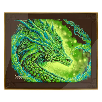 Картина из горького шоколада с декором дракон из коллекции Символ года 2024  | Шоколадная фабрика Конфаэль