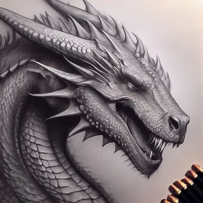 Дракон нарисованный карандашом» — создано в Шедевруме