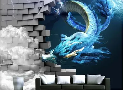 3D фото обои на заказ Дракон сломать стену фото роспись обои для детской  комнаты Мультфильм Монстр фон Стена | AliExpress