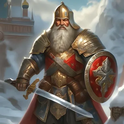 Древнерусский воин с мечом и щитом…» — создано в Шедевруме