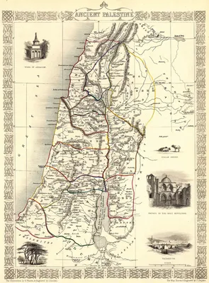 ₴ Купить старинную карту | Древняя Палестина | картограф Таллис Джон