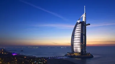 Обои на рабочий стол Отель Burj Al Arab Jumeirah в Дубае, ОАЭ, обои для  рабочего стола, скачать обои, обои бесплатно
