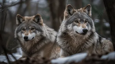 два волка смотрят друг на друга в лесу, животное серый волк, 5 Hd  фотография фото, собака фон картинки и Фото для бесплатной загрузки