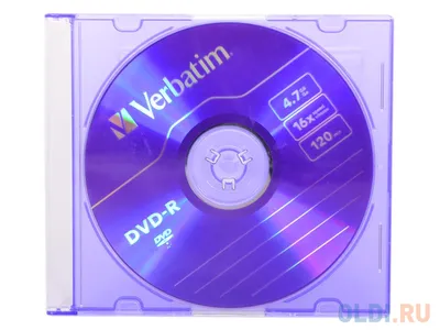 Диск DVD-R Verbatim 4.7Gb Slim (43655/547/557) (43547) — купить по лучшей  цене в интернет-магазине OLDI в Москве — отзывы, характеристики, фото
