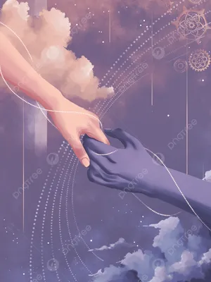 две руки держатся друг за друга в фиолетовом небе рисованной Фон Обои  Изображение для бесплатной загрузки - Pngtree