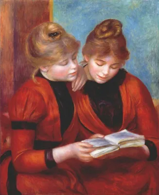 Две сестры с переплетенными волосами, сердце над головой стоковое фото  ©arthurhidden 73347419