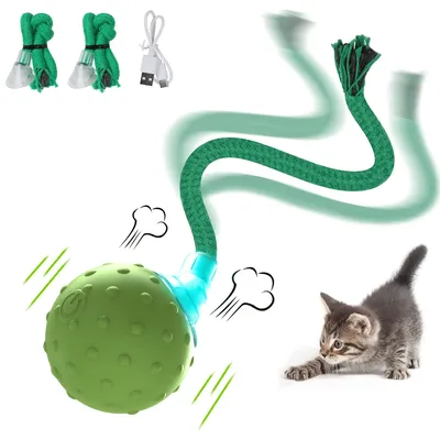 Интерактивный вращающийся шар для кошек, автоматическая движущаяся игрушка  с активацией движением, с длинным хвостом, имитация птиц | AliExpress