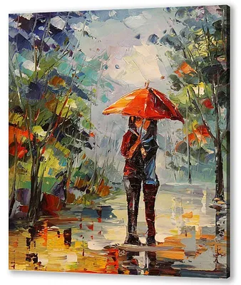 Картина \"Счастливый дождь\" Влюбленные под зонтом. Двое купить в  интернет-магазине Ярмарка Мастеров по цене 2450 ₽ – OZV2YRU | Картины,  Самара - доставка по России