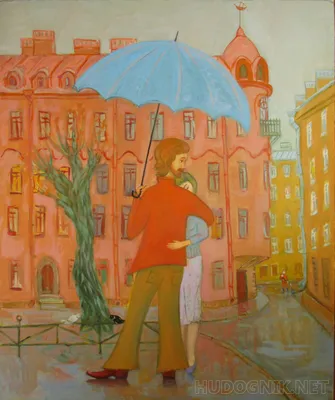Картина \"Пара под зонтом на улице Лондона в черно-белой гамме\" |  Интернет-магазин картин \"АртФактор\"