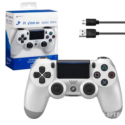 Купить Джойстик PS4 DualShock беспроводной A белый (logo) оптом в Москве со  склада | Send-Opt.ru