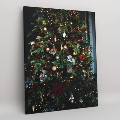 Картина на холсте (интерьерный постер) \"Новогодняя елка\" с деревянным  подрамником, размер 30x40 см - купить по низкой цене в интернет-магазине  OZON (366792297)