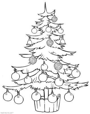 Раскраска новогодняя елка | Елочные украшения, Раскраски, Рождественские  цветы