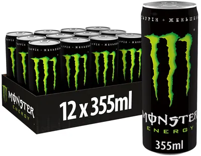 Упаковка безалкогольного энергетического сильногазированного напитка  Monster Energy 355 мл х 12 банок (5060517886738) – ROZETKA – купить в Киеве  с доставкой по Украине