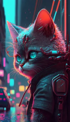 Эпичные (и милые) киберпанк коты | Пикабу
