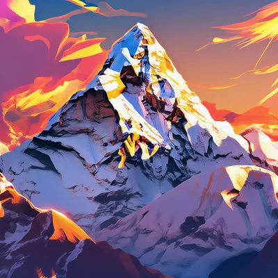 Пейзаж, Эверест на закате с высоты…» — создано в Шедевруме