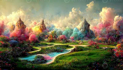 A fantasy world in alien landscape, surreal, ultra detailed, stunning,  colorful, digital art, creative. Generative Ai 22896126 Stock Photo at  Vecteezy