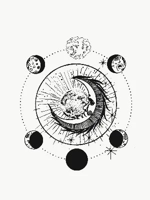 Фазы Луны Связь Фаз Луны С Ее Революцией Вокруг Земли — стоковая векторная  графика и другие изображения на тему Луна - iStock