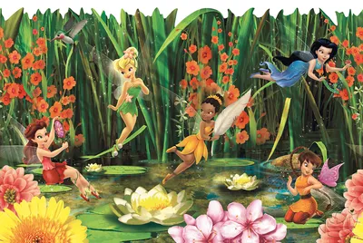 Фотообои на стену Феи на лесной полянке - Мультфильмы Сказки Разное Для  малышей Для девочек