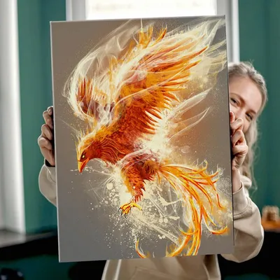 Интерьерная картина на холсте \"Феникс-золотая птица\"80х80 см - купить по  низкой цене в интернет-магазине OZON (1215601220)