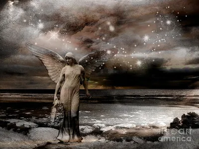 Dark warrior angel with medieval sword before the fight. fantasy  background. digital ai art Stock Illustration | Adobe Stock