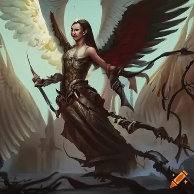 fallen angel, dark, paladin, androgynous, fantasy, armor - Arthub.ai