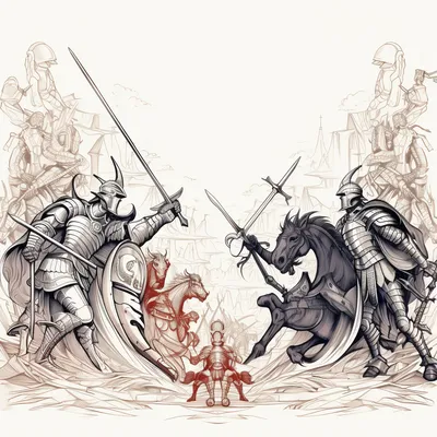 Watercolor of a fantasy battle with wolf knights and lizard wizards on  Craiyon