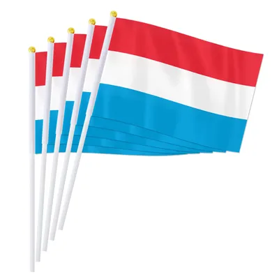Большой Флаг Люксембурга Размахивающий Ветром Против Неба Облаками  Солнечный День стоковое фото ©Mermolenko 472609730