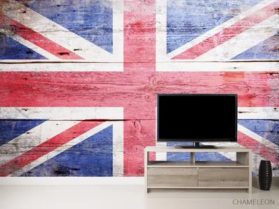 Обои фото на стену под кирпич граффити Англия 254x184 см Флаг Великобритании  (518P4)+клей купить по цене 850,00 грн