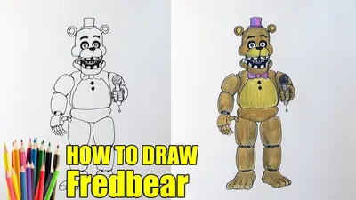How to draw Fredbear, FNAF, Как нарисовать Фредбера, ФНАФ - YouTube