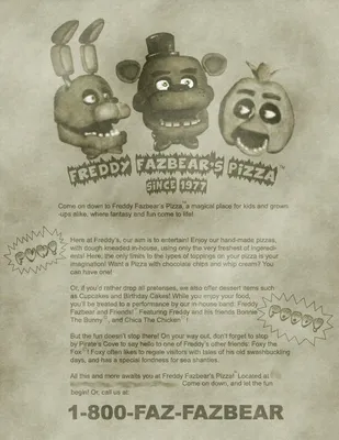The actual poster for Freddy Fazbear's Pizza | Fnaf, Fnaf crafts, Freddy