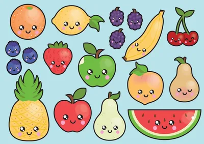 Иллюстрация Детская иллюстрация. Векторная графика милые фрукты и