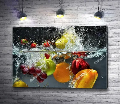 Фотообои 254x184 см 3D Для кухни Фрукты в воде (14592P4)+клей  (ID#1894469875), цена: 850 ₴, купить на Prom.ua