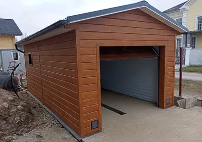 Гараж 3,35 х 5,85 м, металлический сайдинг - Шведский металлический гараж  на даче – за неделю!