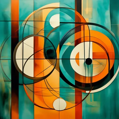 Геометрия на оранжево-бирюзовом фоне…» — создано в Шедевруме