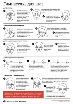 Гимнастика для глаз по Аветисову — комплекс упражнений для тренировки и  массажа глаз