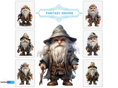 Realistic Fantasy Gnome Clipart Bundle PNG, Whimsical Garden Gnomes for  Commercial Use, Digital Download - Etsy