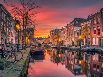 Скачать 1024x768 нидерланды, голландия, канал, река, здания обои, картинки  стандарт 4:3